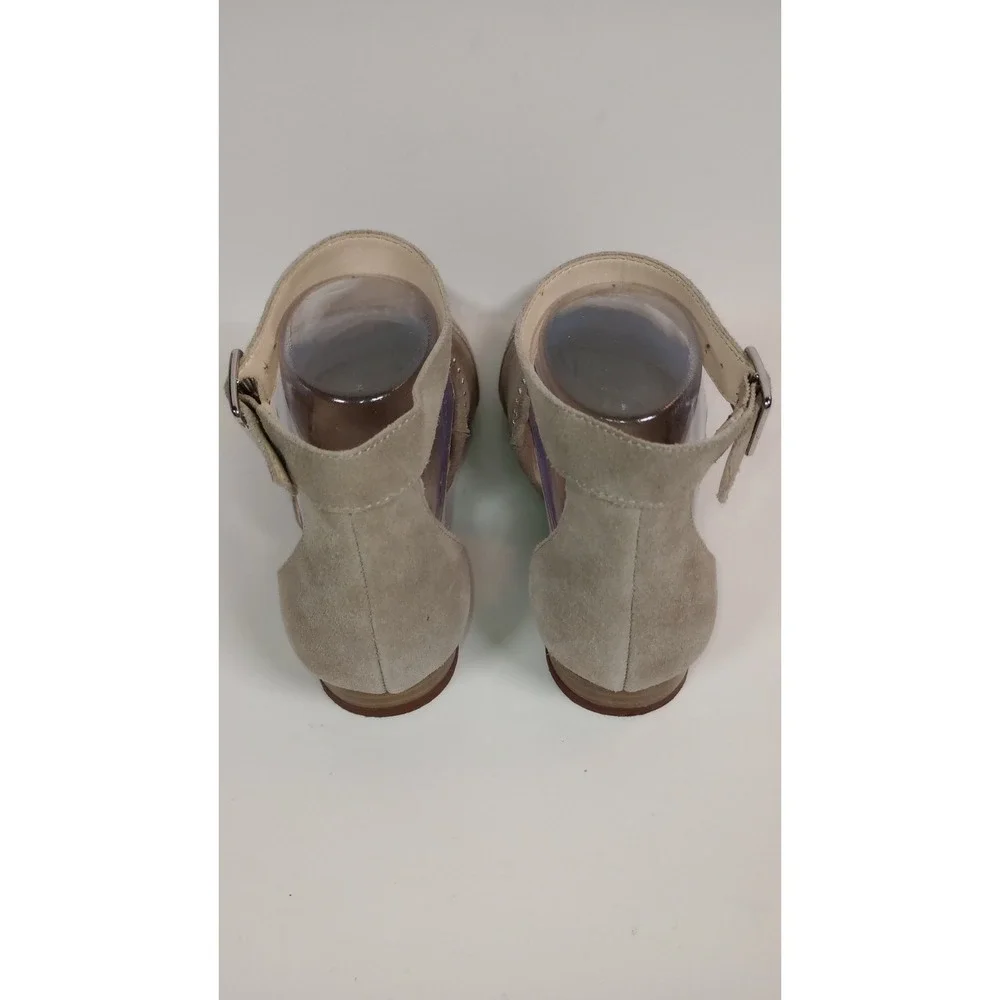 Nine West Taupe Suede Studded Slingback Heels Pointed Toe Low Block Heel 8M